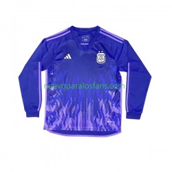 Camiseta de Fútbol Argentina Hombre Exterior Copa Mundial 2022 Manga Larga