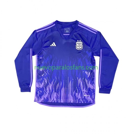 Camiseta de Fútbol Argentina Hombre Exterior Copa Mundial 2022 Manga Larga