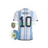 Camiseta de Fútbol Argentina Messi 10 3 Stars Hombre Casa Copa Mundial 2022 Manga Corta