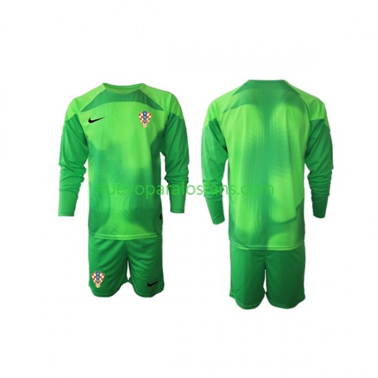 Camiseta de Fútbol Croacia Portero Niño Exterior Copa Mundial 2022 Manga Larga