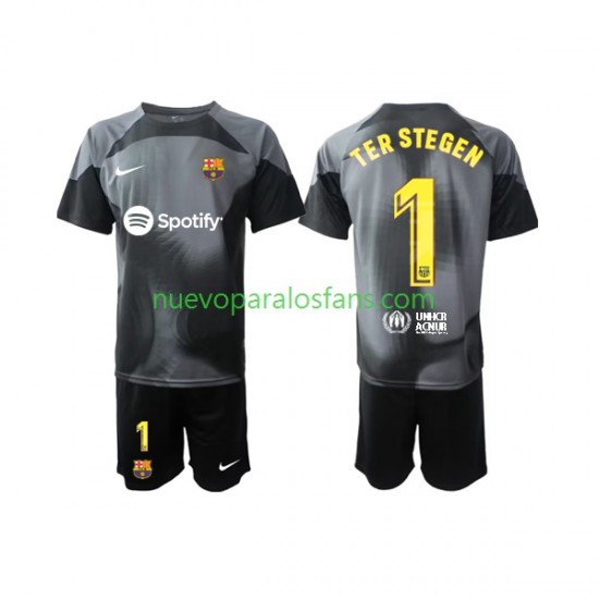Camiseta de Fútbol FC Barcelona Ter Stegen 1 Portero Niño Exterior 2022-2023 Manga Corta