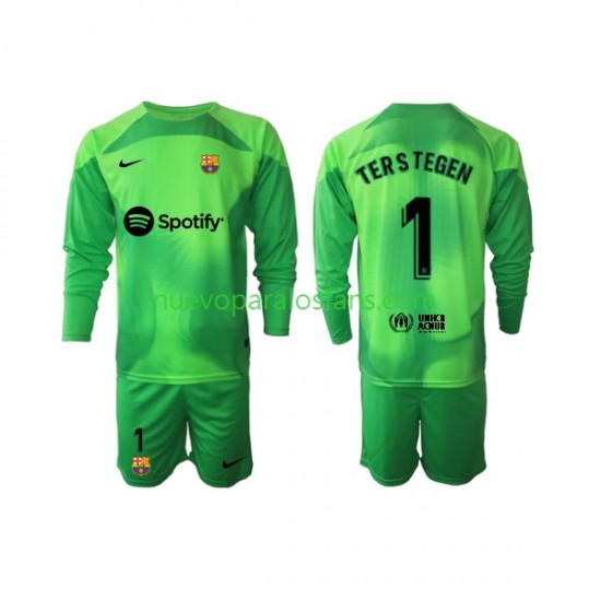 Camiseta de Fútbol FC Barcelona Ter Stegen 1 Portero Niño Casa 2022-2023 Manga Larga