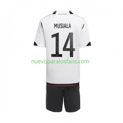 Camiseta de Fútbol Alemania Musiala 14 Niño Casa Copa Mundial 2022 Manga Corta