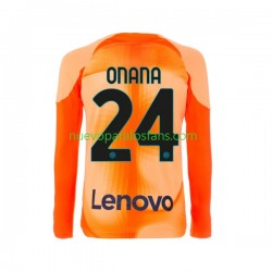 Camiseta de Fútbol Inter Milan Andre Onana 24 Portero Hombre Cuarto 2022-2023 Manga Larga