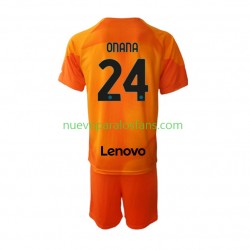 Camiseta de Fútbol Inter Milan Andre Onana 24 Portero Niño Cuarto 2022-2023 Manga Corta