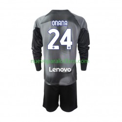 Camiseta de Fútbol Inter Milan Andre Onana 24 Portero Niño Casa 2022-2023 Manga Larga