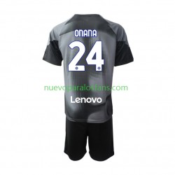 Camiseta de Fútbol Inter Milan Andre Onana 24 Portero Niño Casa 2022-2023 Manga Corta