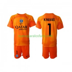 Camiseta de Fútbol Paris Saint-Germain Keylor Navas 1 Portero Niño Exterior 2022-2023 Manga Corta