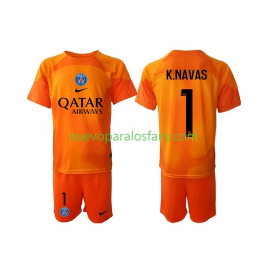 Camiseta de Fútbol Paris Saint-Germain Keylor Navas 1 Portero Niño Exterior 2022-2023 Manga Corta