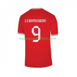 Camiseta de Fútbol Polonia Lewandowski 9 Hombre Exterior Copa Mundial 2022 Manga Corta