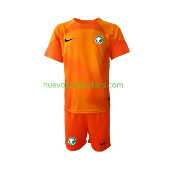 Camiseta de Fútbol Arabia Saudita Portero Niño Exterior Copa Mundial 2022 Manga Corta