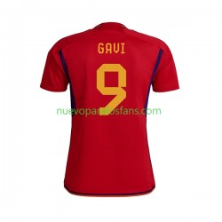 Camiseta de Fútbol España Gavi 9 Hombre Casa Copa Mundial 2022 Manga Corta