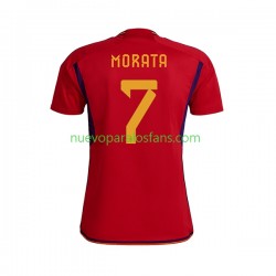 Camiseta de Fútbol España MORATA 7 Hombre Casa Copa Mundial 2022 Manga Corta