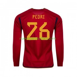 Camiseta de Fútbol España PEDRI 26 Hombre Casa Copa Mundial 2022 Manga Larga