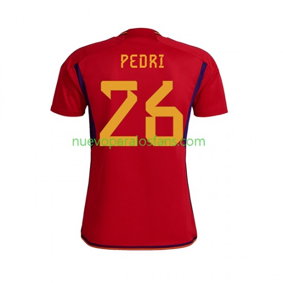 Camiseta de Fútbol España PEDRI 26 Hombre Casa Copa Mundial 2022 Manga Corta