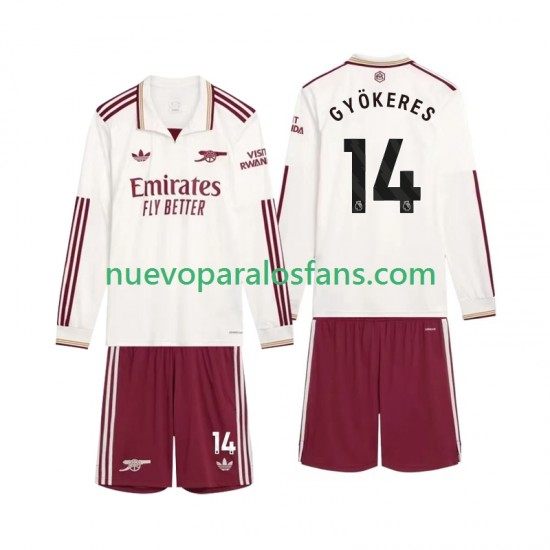 Camiseta de Fútbol Arsenal Gyokeres 14 Niño Tercera 2025-2026 Manga Larga
