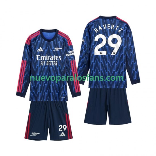 Camiseta de Fútbol Arsenal Havertz 29 Niño Exterior 2025-2026 Manga Larga