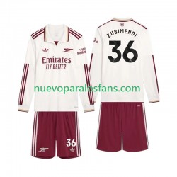 Camiseta de Fútbol Arsenal Zubimendi 36 Niño Tercera 2025-2026 Manga Larga