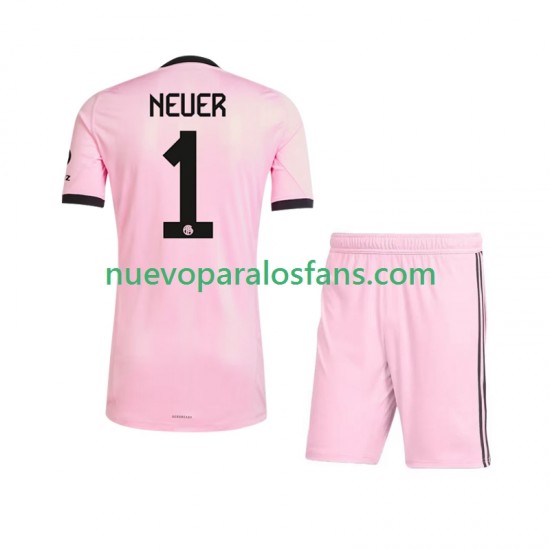Camiseta de Fútbol Bayern de Múnich Manuel Neuer 1 UCL Portero Niño Tercera 2025-2026 Manga Corta