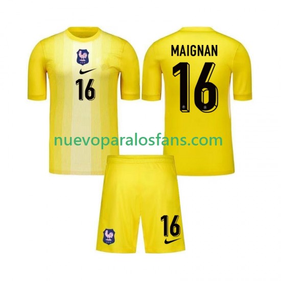 Camiseta de Fútbol Francia Lucas Chevalier 16 Portero Niño Casa 2025 Manga Corta