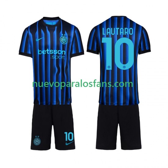 Camiseta de Fútbol Inter Milan Lautaro Martinez 10 Niño Casa 2025-2026 Manga Corta