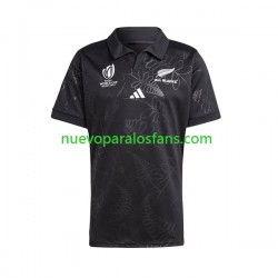 Camiseta de Fútbol ALL BLACKS Hombre Casa Rugby World Cup 2023 Manga Corta