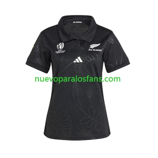 Camiseta de Fútbol ALL BLACKS Mujer Casa Rugby World Cup 2023 Manga Corta