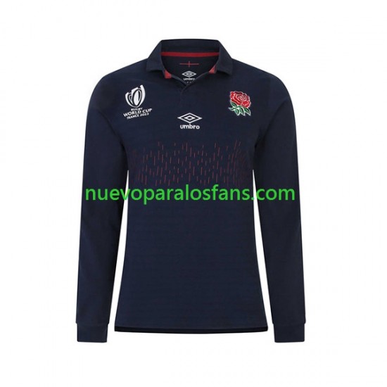 Camiseta de Fútbol Inglaterra Hombre Exterior Rugby World Cup 2023 Manga Larga