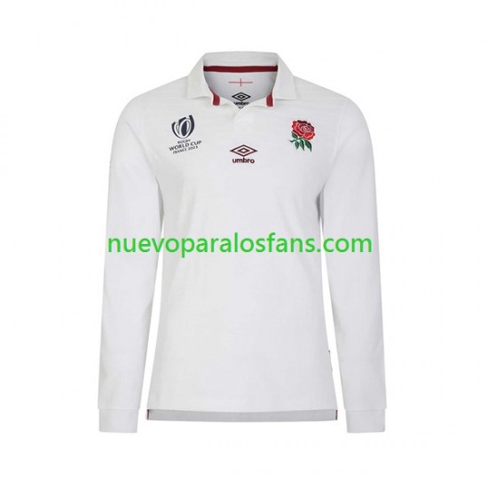 Camiseta de Fútbol Inglaterra Hombre Casa Rugby World Cup 2023 Manga Larga
