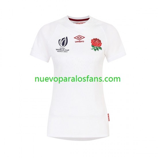 Camiseta de Fútbol Inglaterra Mujer Casa Rugby World Cup 2023 Manga Corta