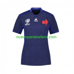 Camiseta de Fútbol Francia Mujer Casa Rugby World Cup 2023 Manga Corta