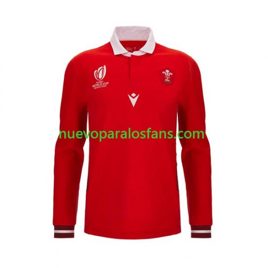 Camiseta de Fútbol Gales Hombre Casa Rugby World Cup 2023 Manga Larga