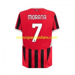 Camiseta de Fútbol AC Milan Alvaro Morata 7 Hombre Casa 2024-2025 Manga Corta