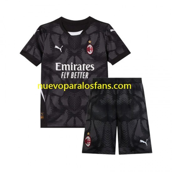 Camiseta de Fútbol AC Milan Portero Niño Casa 2024-2025 Manga Corta