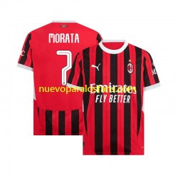 Camiseta de Fútbol AC Milan UCL Font MORATA 7 Hombre Casa 2024-2025 Manga Corta