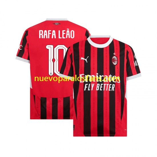 Camiseta de Fútbol AC Milan UCL Font RAFA LEAO 10 Hombre Casa 2024-2025 Manga Corta