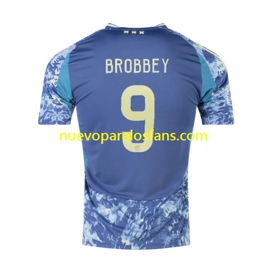 Camiseta de Fútbol AFC Ajax Brian Brobbey 9 Hombre Exterior 2024-2025 Manga Corta