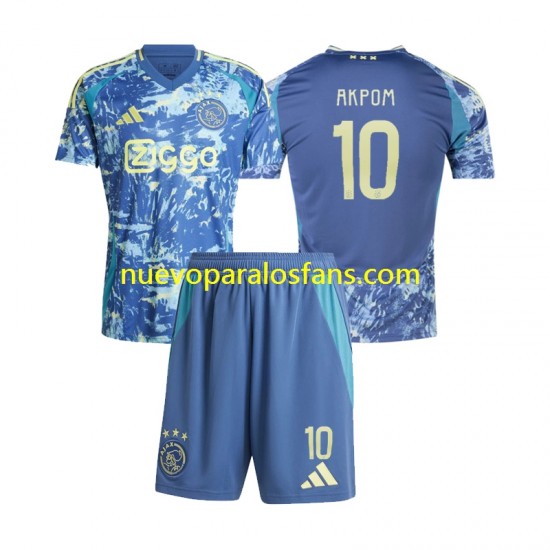 Camiseta de Fútbol AFC Ajax Chuba Akpom 10 Niño Exterior 2024-2025 Manga Corta