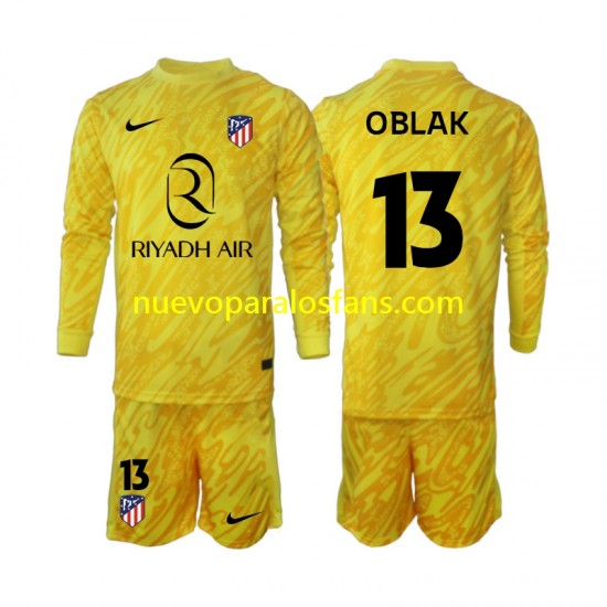 Camiseta de Fútbol Atlético Madrid Jan Oblak 13 Portero Niño Tercera 2024-2025 Manga Larga