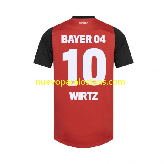 Camiseta de Fútbol Bayer 04 Leverkusen Florian Wirtz 10 Hombre Casa 2024-2025 Manga Corta