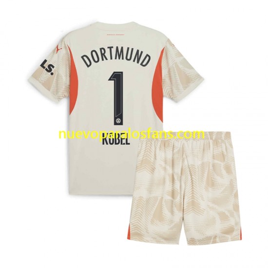 Camiseta de Fútbol Borussia Dortmund Gregor Kobel 1 Portero Niño Casa 2024-2025 Manga Corta