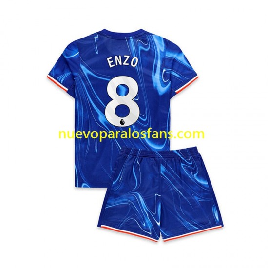 Camiseta de Fútbol Chelsea Enzo 8 Niño Casa 2024-2025 Manga Corta