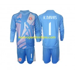 Camiseta de Fútbol Costa Rica Keylor Navas 1 Portero Niño Casa 2024 Manga Larga