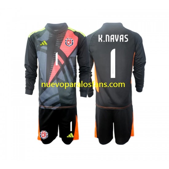 Camiseta de Fútbol Costa Rica Keylor Navas 1 Portero Niño Tercera 2024 Manga Larga