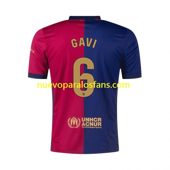 Camiseta de Fútbol FC Barcelona GAVI 6 Hombre Casa 2024-2025 Manga Corta