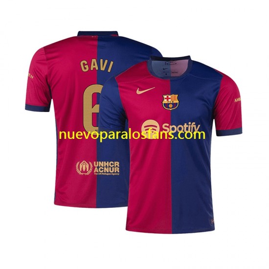 Camiseta de Fútbol FC Barcelona GAVI 6 Hombre Casa 2024-2025 Manga Corta
