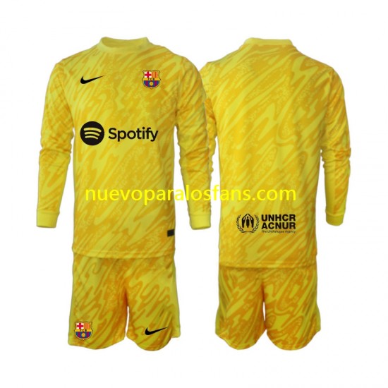 Camiseta de Fútbol FC Barcelona Portero Niño Exterior 2024-2025 Manga Larga