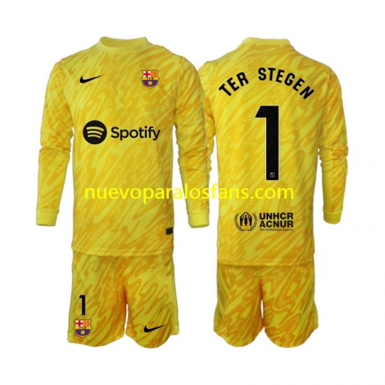 Camiseta de Fútbol FC Barcelona Ter Stegen 1 Portero Niño Exterior 2024-2025 Manga Larga