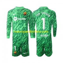 Camiseta de Fútbol FC Barcelona Ter Stegen 1 Portero Niño Casa 2024-2025 Manga Larga