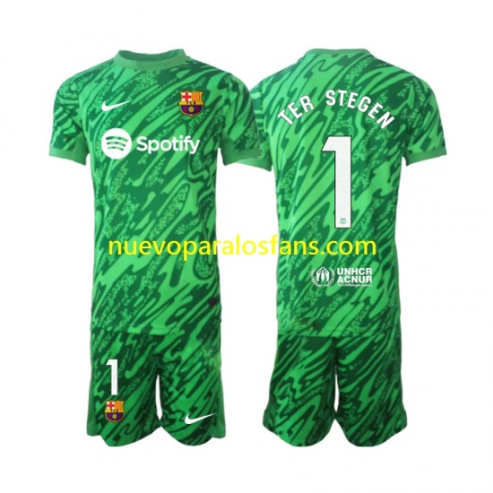Camiseta de Fútbol FC Barcelona Ter Stegen 1 Portero Niño Casa 2024-2025 Manga Corta